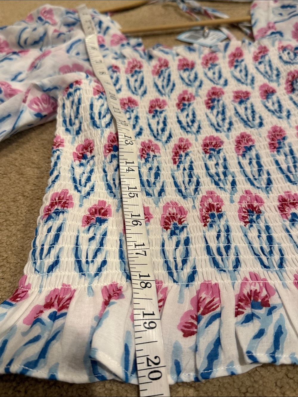 Oliphant White Crop Top with Pink & Blue Floral Print - Picture 6 of 9